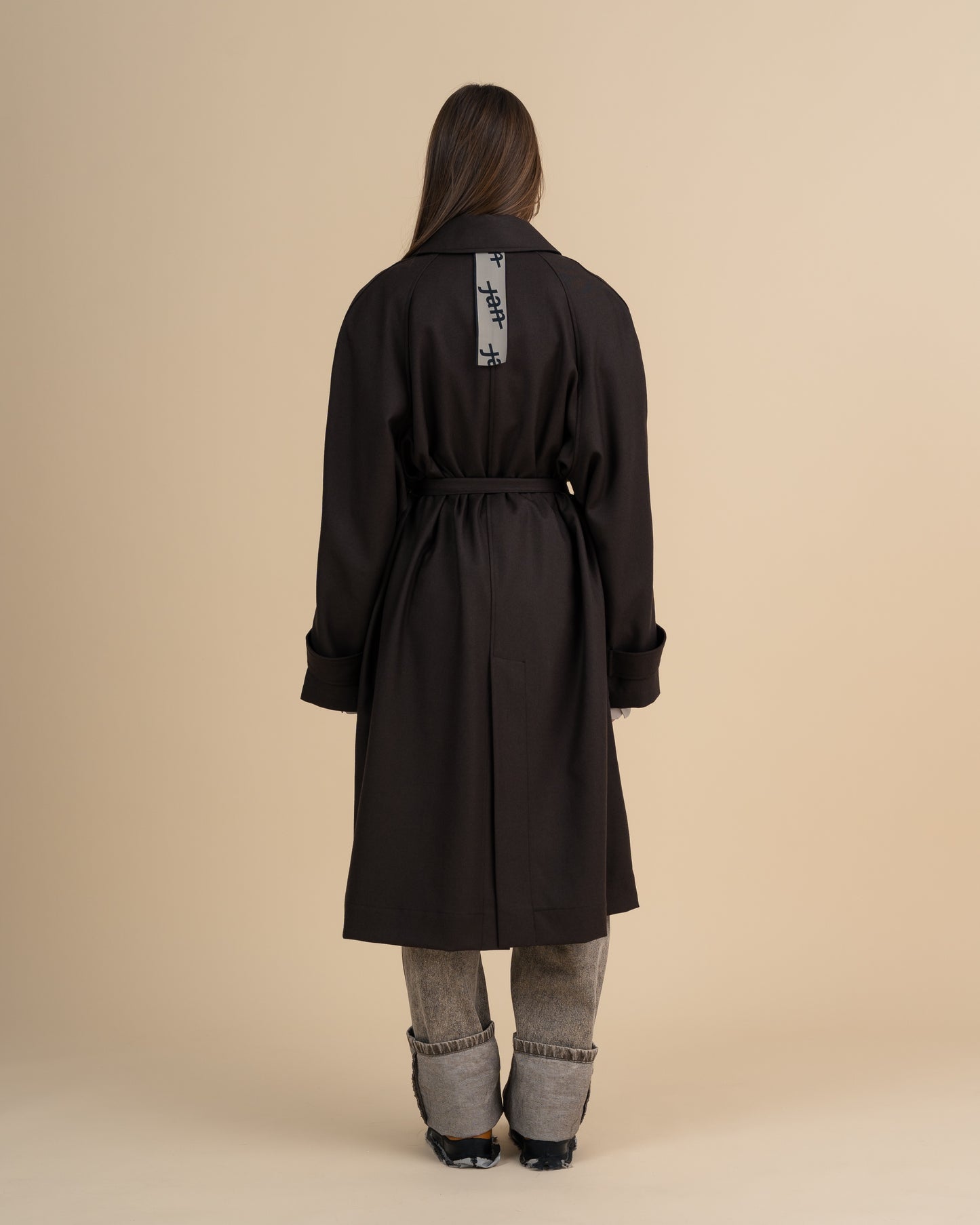 JAN SHOW 12 BROWN WOOL TRENCHCOAT