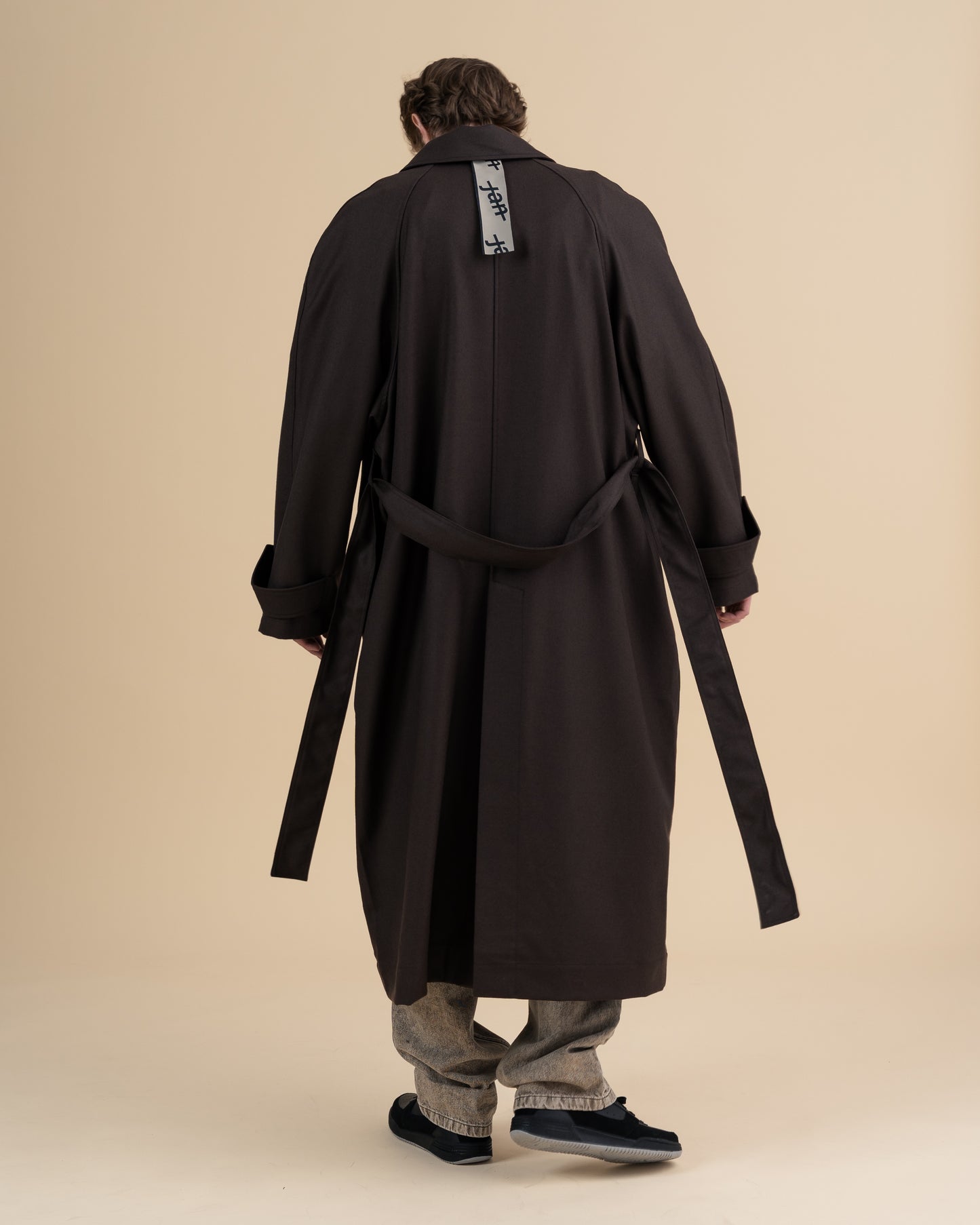 JAN SHOW 12 BROWN WOOL TRENCHCOAT