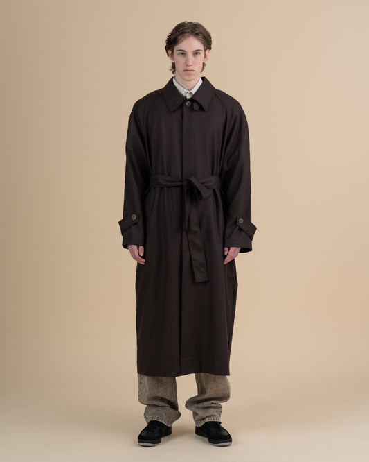 JAN SHOW 12 BROWN WOOL TRENCHCOAT