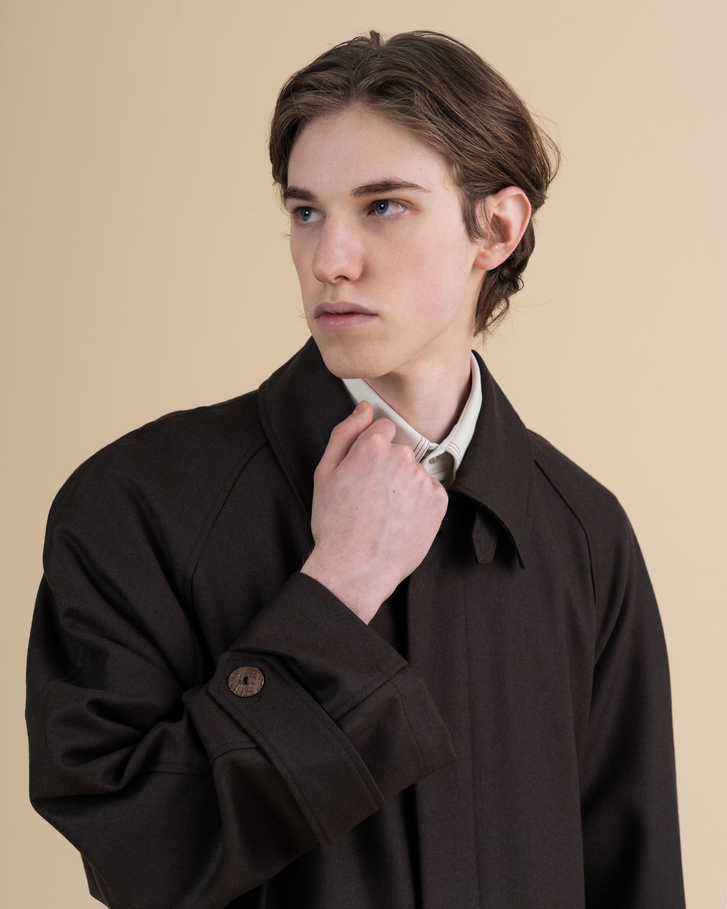 JAN SHOW 12 BROWN WOOL TRENCHCOAT