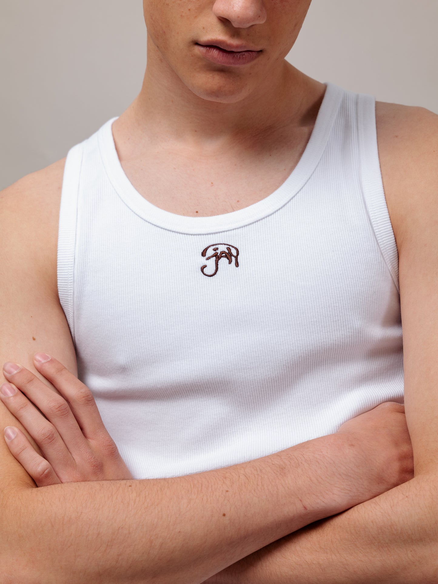 TRIPPY JAN LOGO WHITE TANKTOP