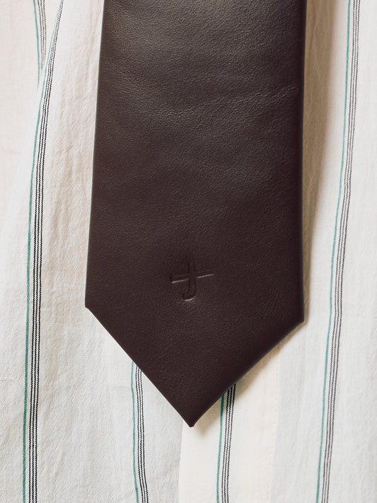 DARK BROWN LEATHER TIE - JAN SHOW 12