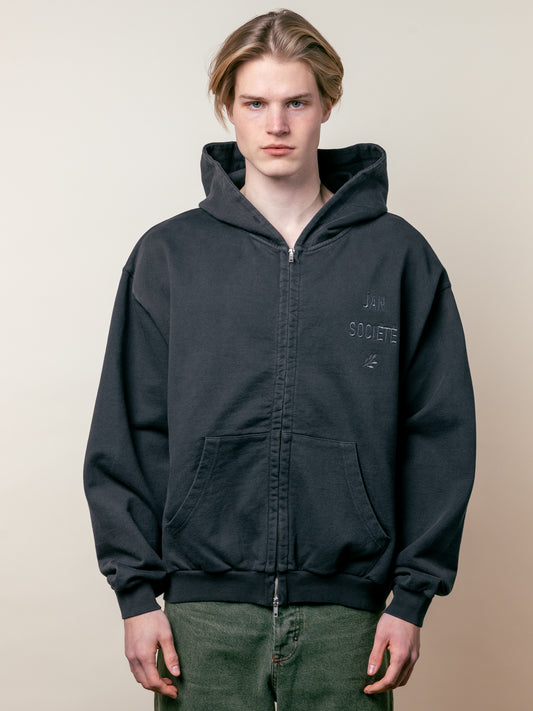 WASHED BLACK JAN SOCIÉTÉ ZIP HOODIE