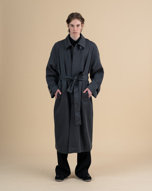 JAN SHOW 12 GREY WOOL TRENCHCOAT
