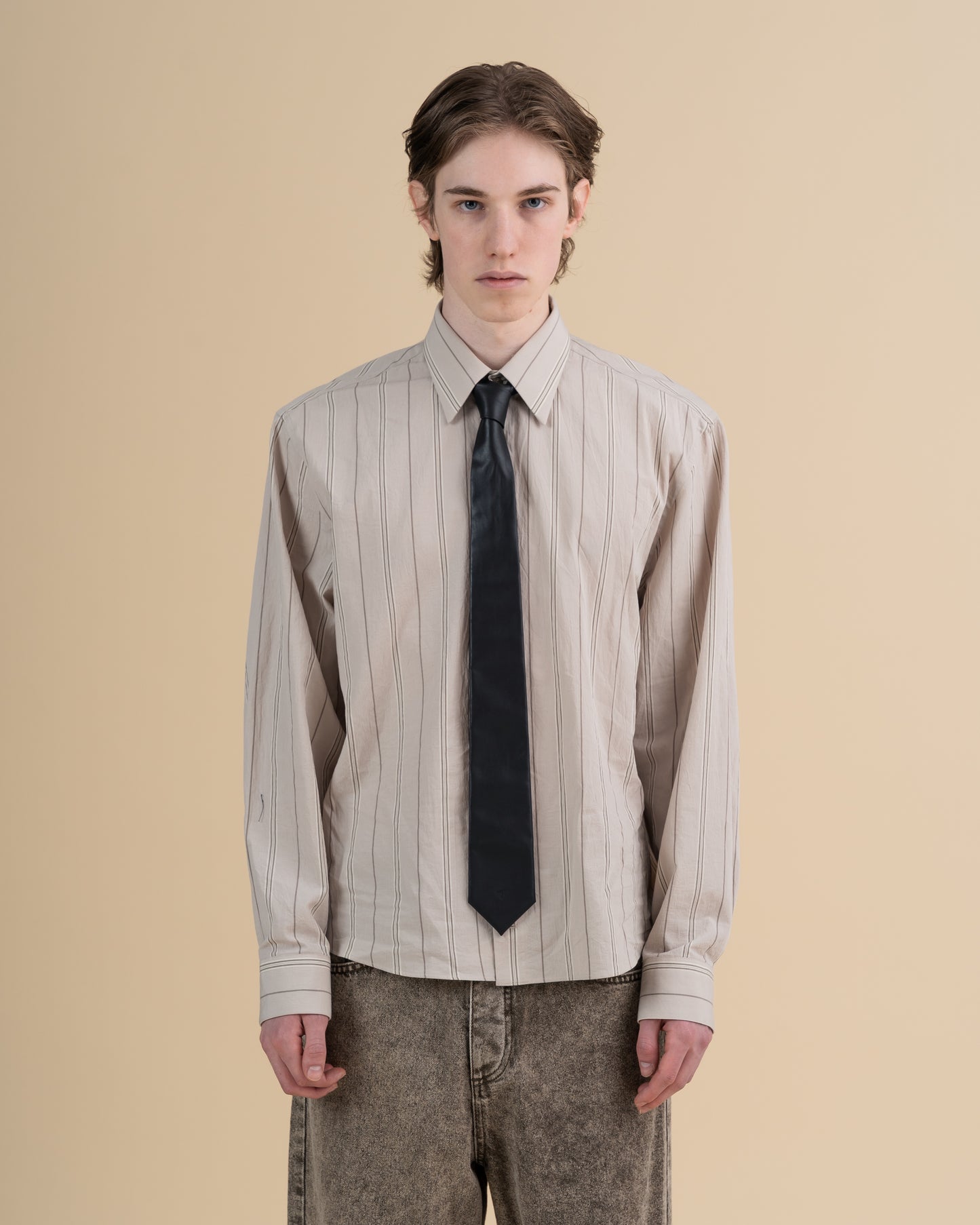 BLACK LEATHER TIE - JAN SHOW 12