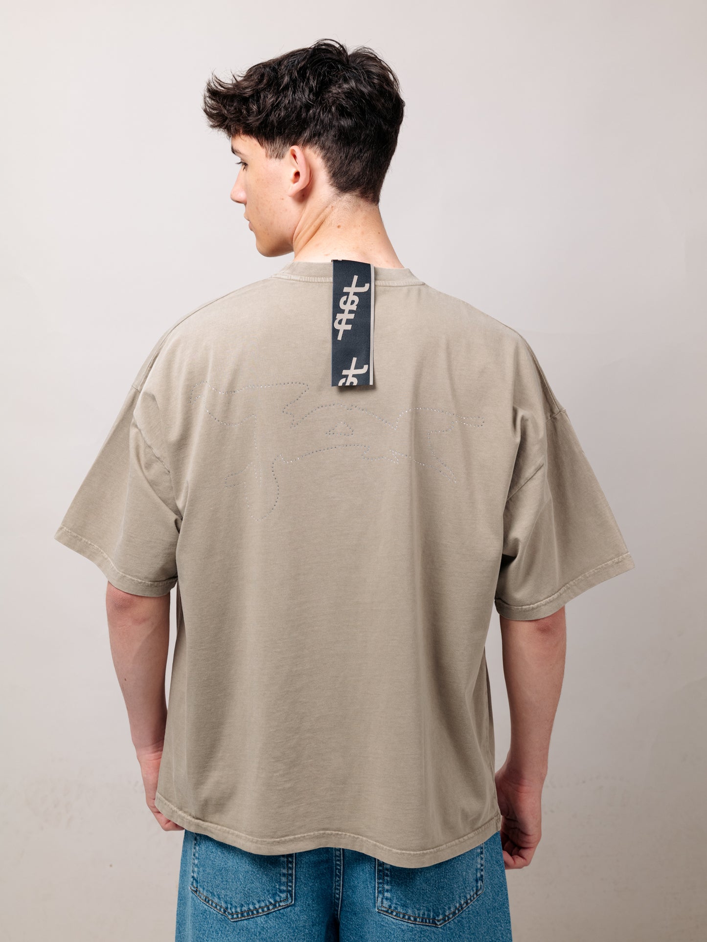 JAN SOCIETE CRYSTAL LOGO BEIGE TEE
