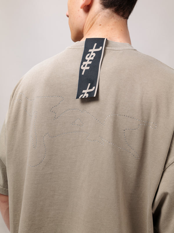 JAN SOCIETE CRYSTAL LOGO BEIGE TEE