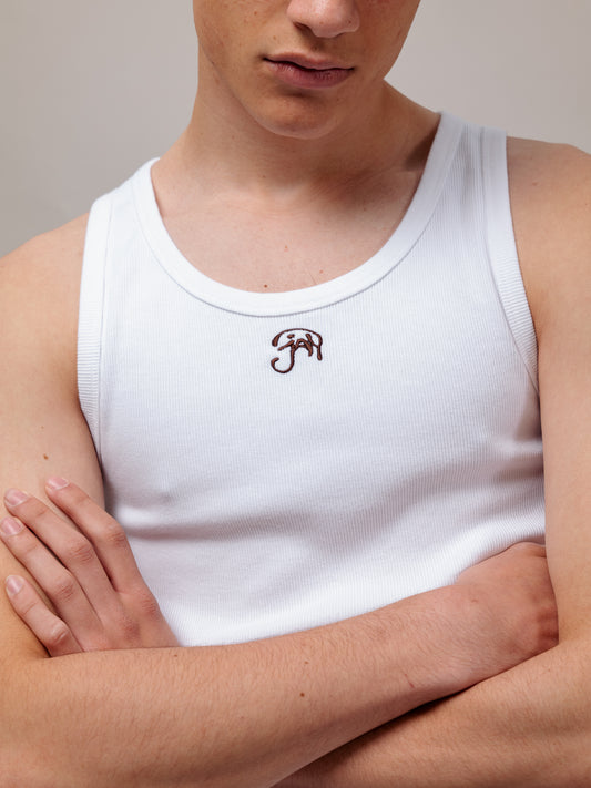 TRIPPY JAN LOGO WHITE TANKTOP