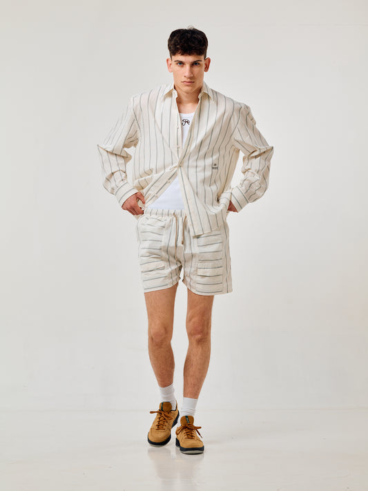 DUSTY WHITE STRIPED SHORTS