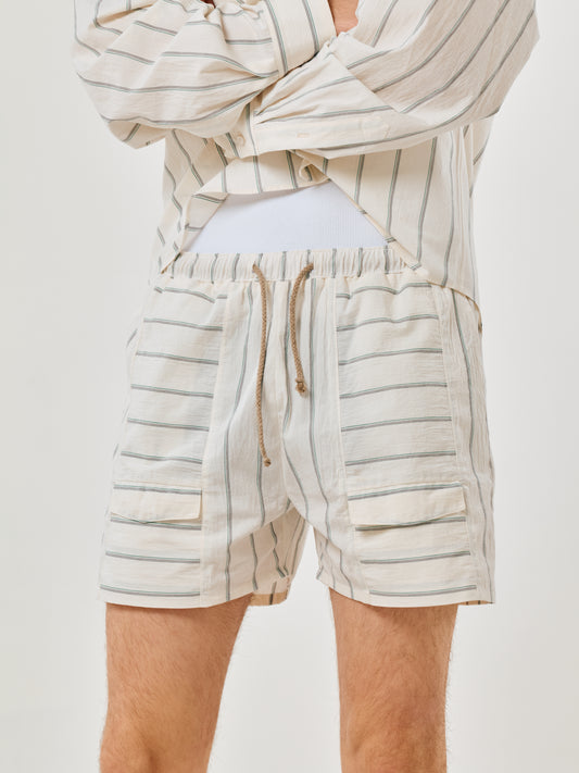 DUSTY WHITE STRIPED SHORTS