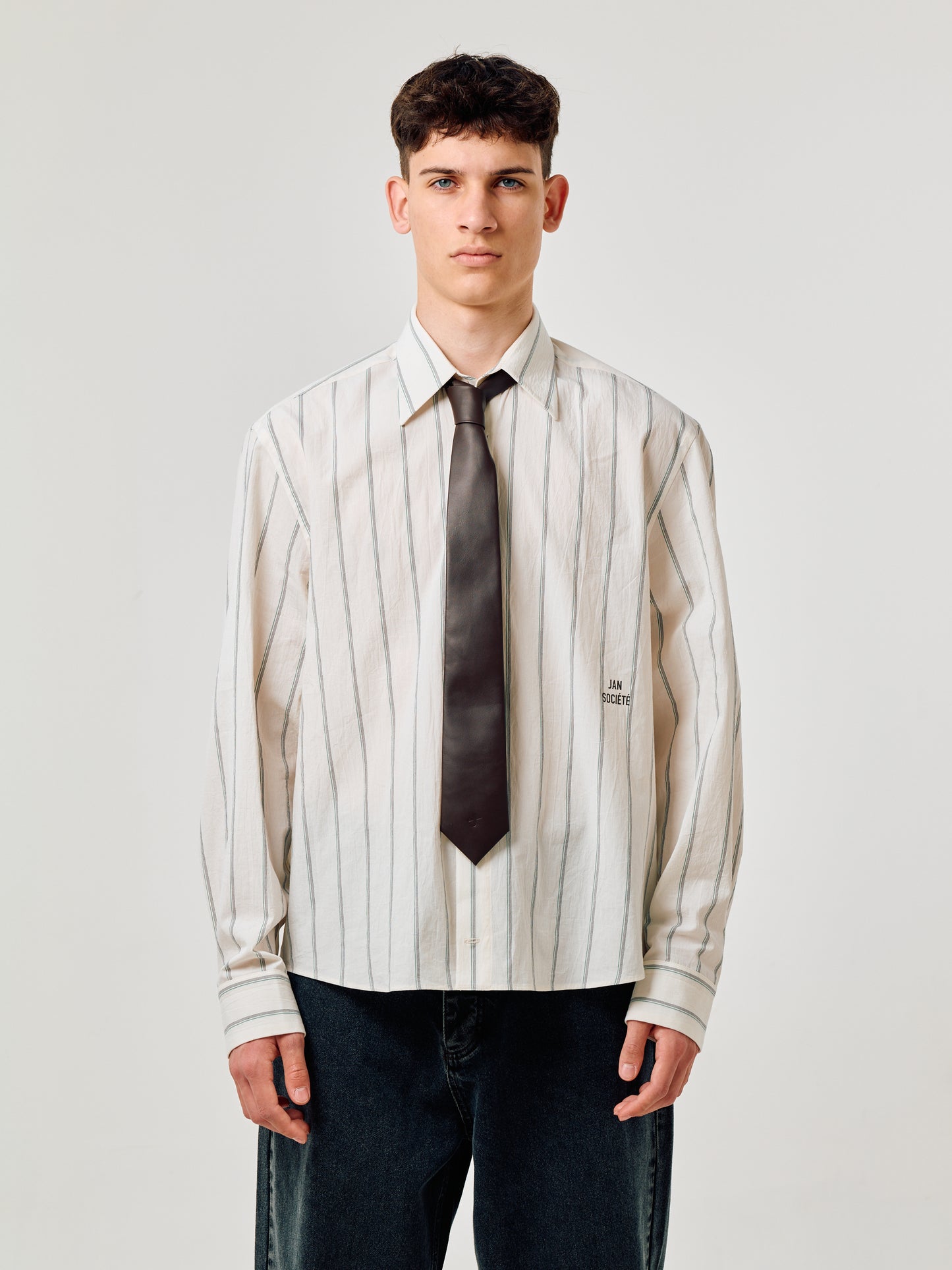 DARK BROWN LEATHER TIE - JAN SHOW 12