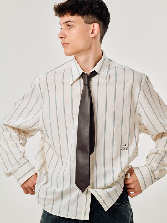 DARK BROWN LEATHER TIE - JAN SHOW 12