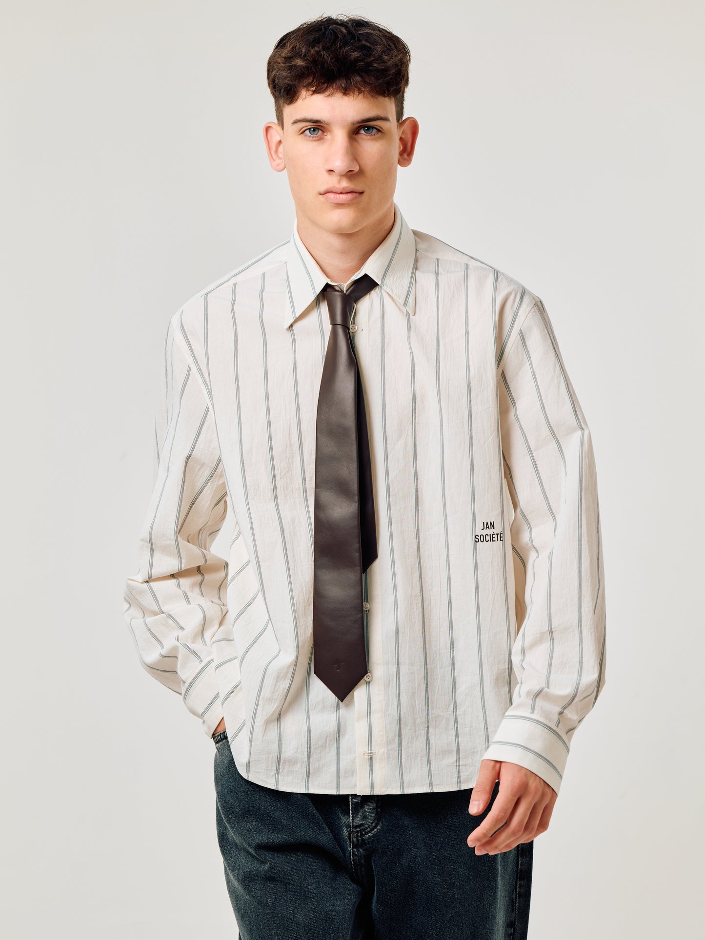 DARK BROWN LEATHER TIE - JAN SHOW 12