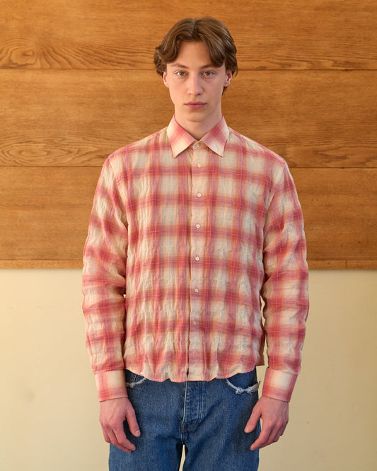 'J' CHECKED BOXY SHIRT ORANGE