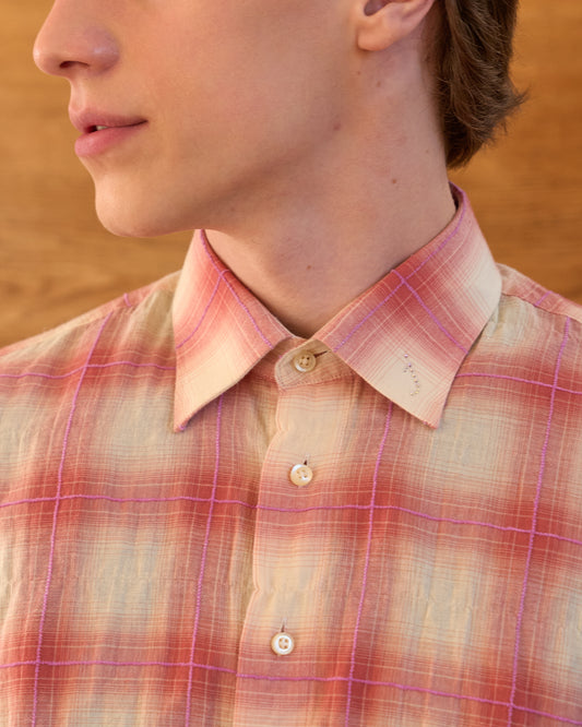 'J' CHECKED BOXY SHIRT ORANGE