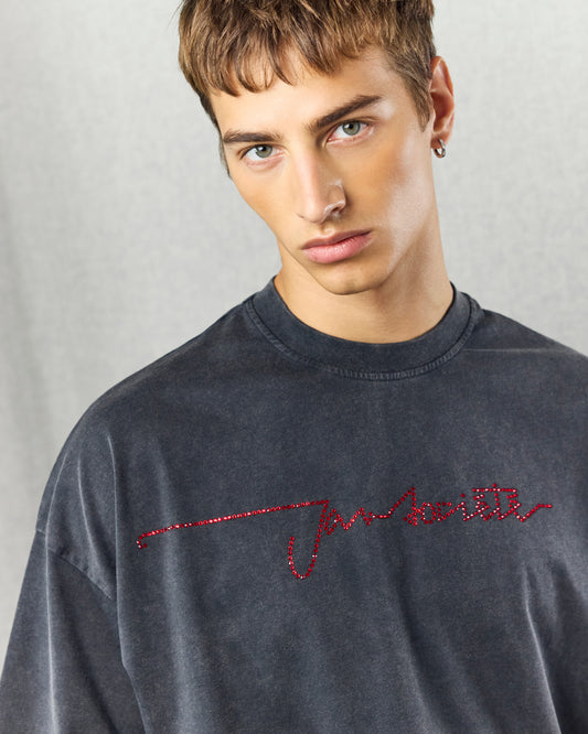 MANUSCRIPT TEE WASHED BLACK